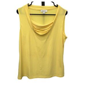 Calvin Klein Yellow Sleeveless Cowl Neck Top L
